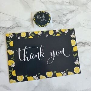 50 Pack Thank you Cards Lemons Insert Cards 4x6 & Stickers